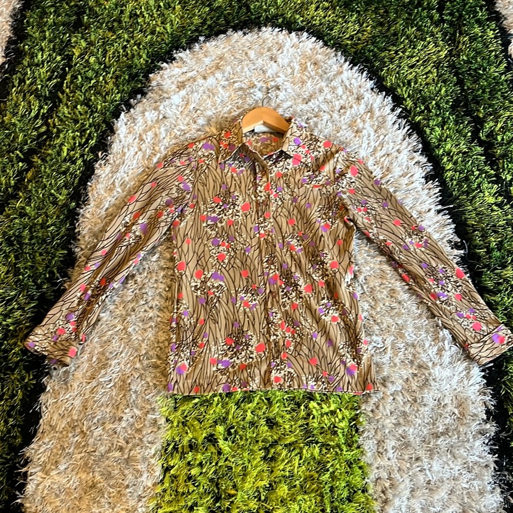 Vintage 70s Floral Print Button Up